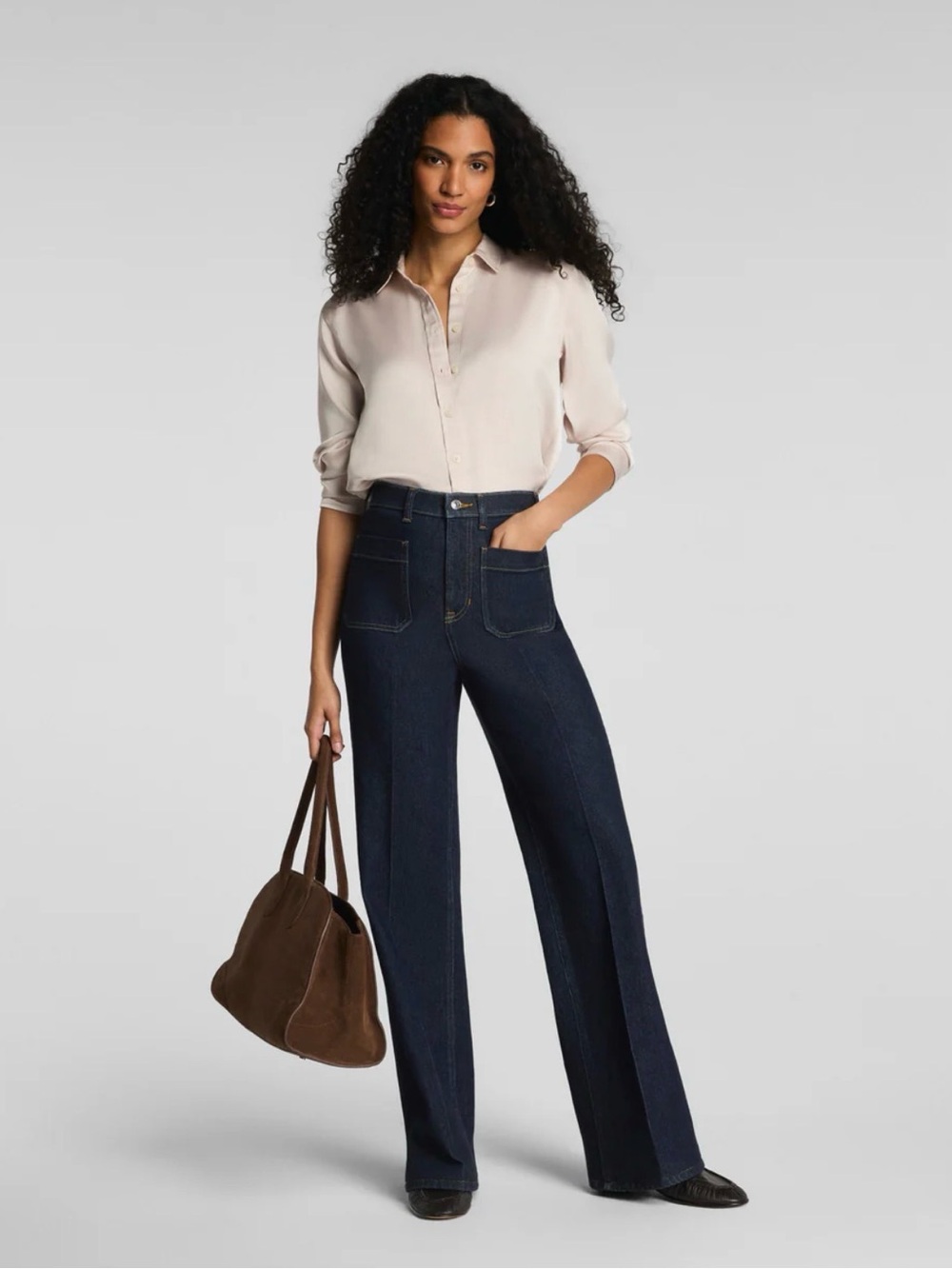 Spanx Authentic360 High-Rise Wide-Leg Dark Blue Jeans